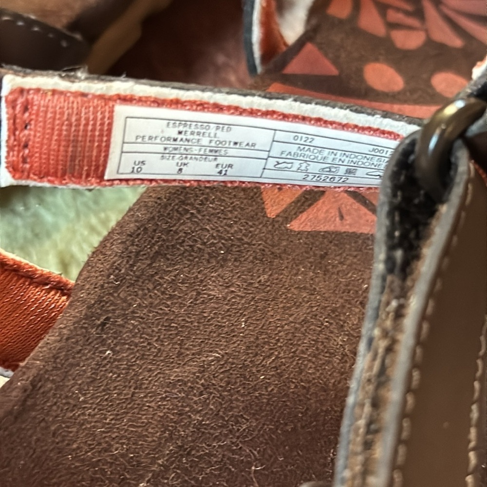 Merrell Sandspur Rose Sandals Cocoa/Coral Leather Comfort Ankle Strap size 10 - Picture 8 of 11